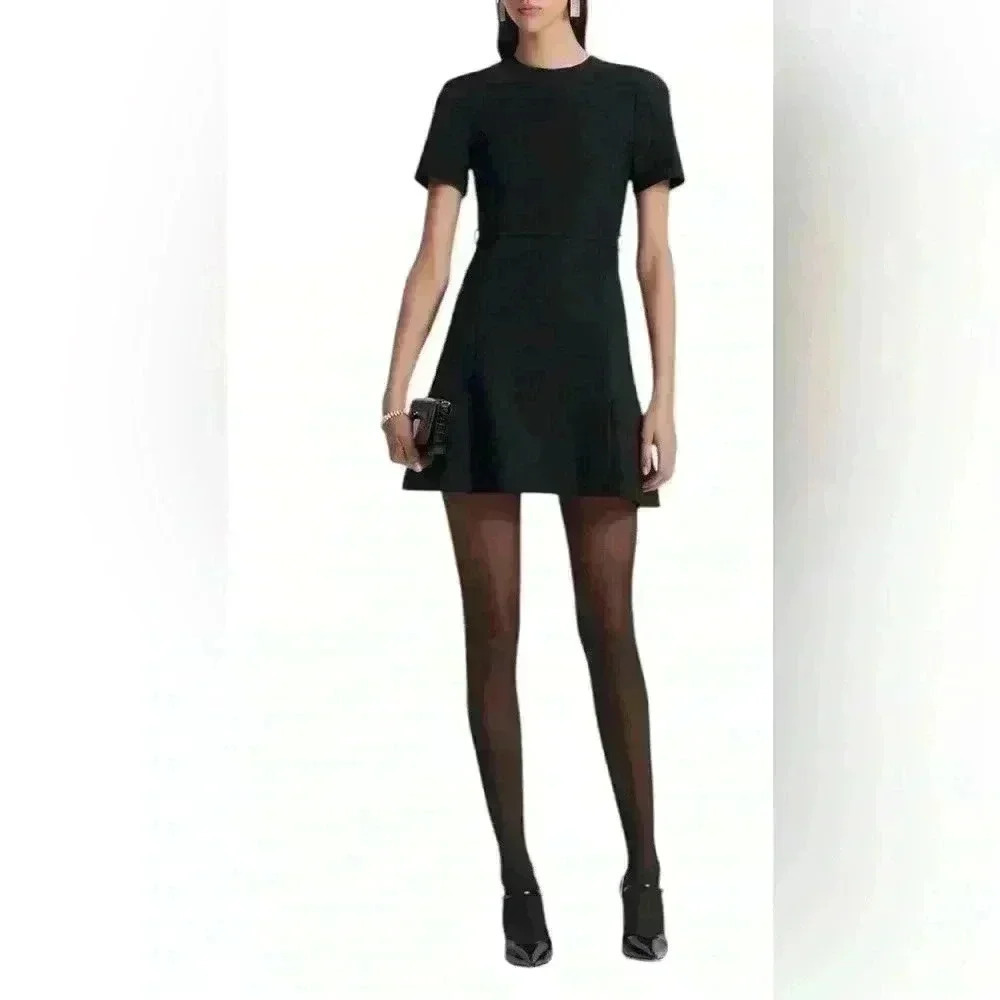Scanlan Theodore Italian Milano Short Sleeve Black Mini Dress 12AU / US 8 NWT
